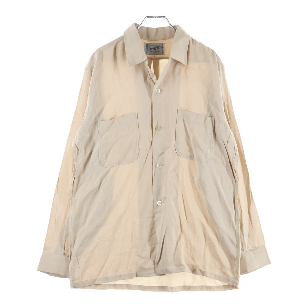 VINTAGE(ヴィンテージ) 50-60S CRANBROOK RAYON L/S OPEN COLLAR SHIRT ヴィンテージ レーヨン 長袖オープンカラー 開襟シャツ ベージュ