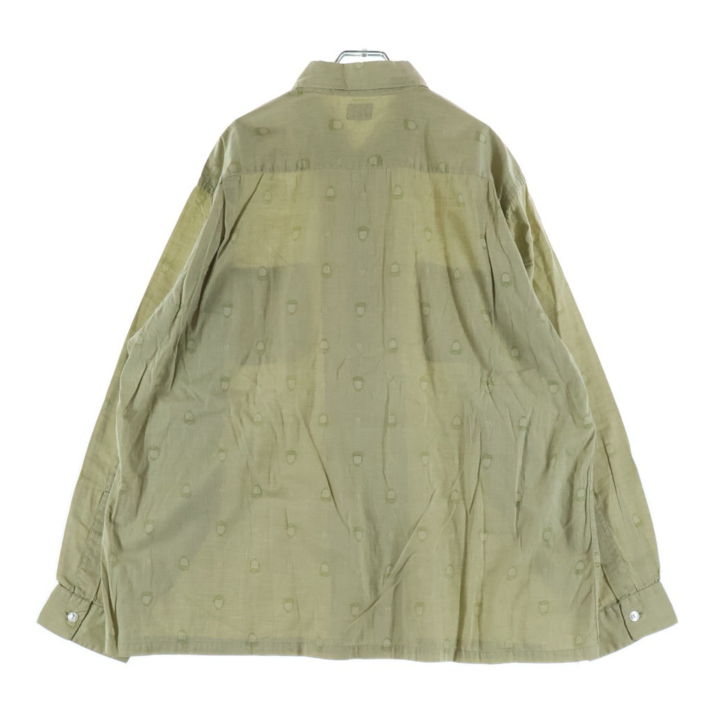 VINTAGE(ヴィンテージ) 50-60S VINTAGE POLACHECK'S MILWAUKEE COTTON L/S SHIRT ヴィンテージ 総柄刺繍 長袖コットンオープンカラー 開襟シャツ グリーン