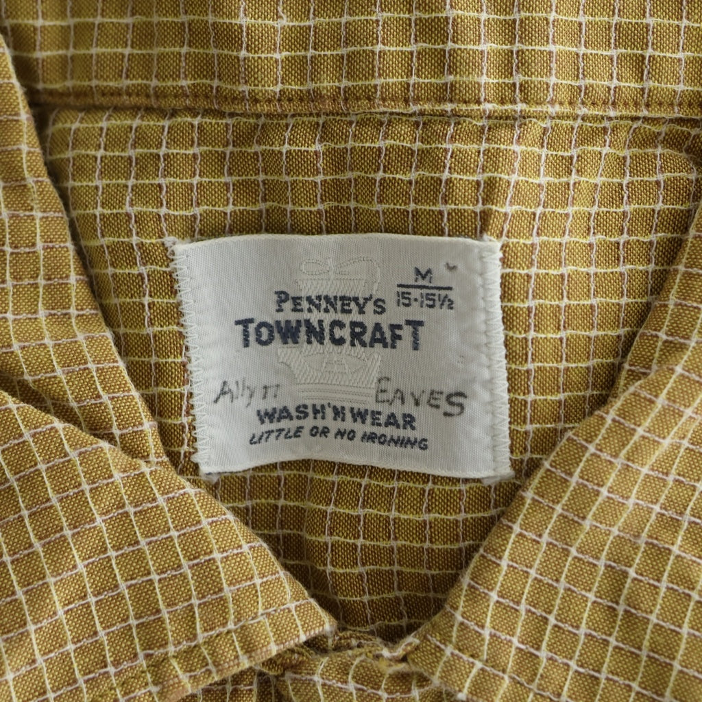 VINTAGE(ヴィンテージ) 60S VINTAGE PENNY'S TOWNCRAFT L/S OPEN COLLAR SHIRT ヴィンテージ ぺニーズ タウンクラフト 舟タグ チェック柄 長袖オープンカラー 開襟シャツ オレンジ