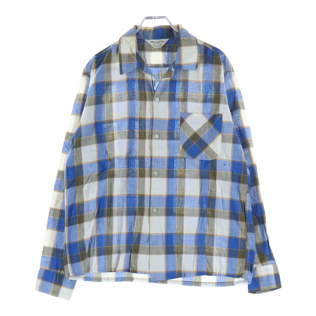 VINTAGE(ヴィンテージ) 60S VINTAGE ISLAND IN THE SUN L/S OPEN COLLAR SHIRT ヴィンテージ チェック柄 長袖コットンオープンカラー 開襟シャツ ブルー