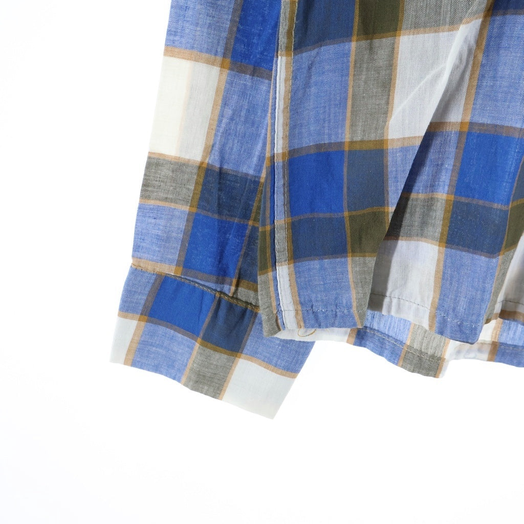 VINTAGE(ヴィンテージ) 60S VINTAGE ISLAND IN THE SUN L/S OPEN COLLAR SHIRT ヴィンテージ チェック柄 長袖コットンオープンカラー 開襟シャツ ブルー