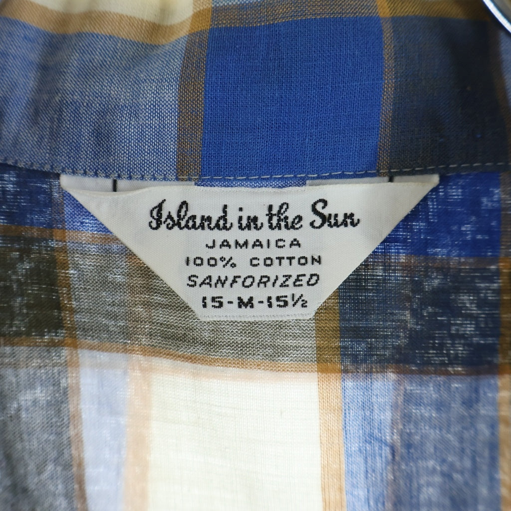 VINTAGE(ヴィンテージ) 60S VINTAGE ISLAND IN THE SUN L/S OPEN COLLAR SHIRT ヴィンテージ チェック柄 長袖コットンオープンカラー 開襟シャツ ブルー