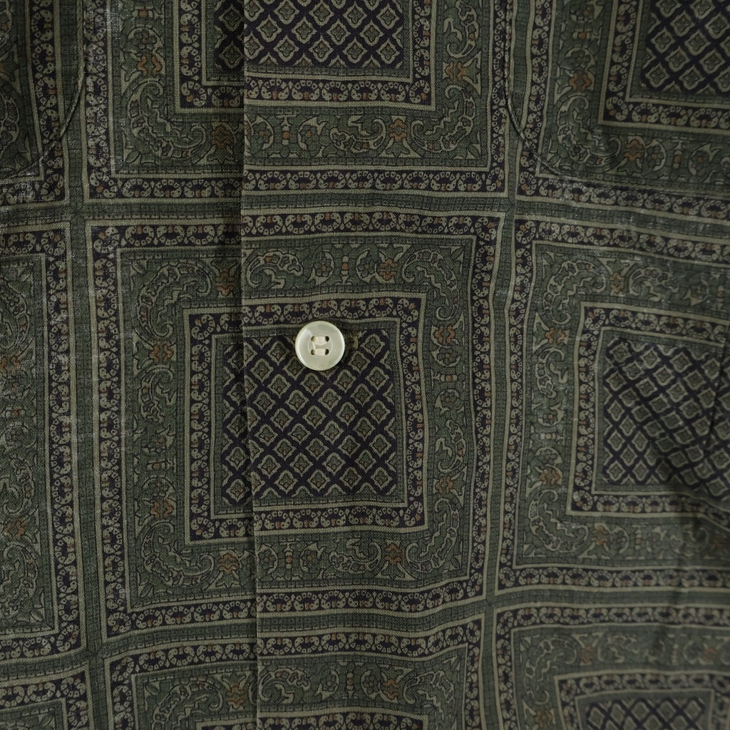 VINTAGE(ヴィンテージ) 60S VINTAGE VAN HEUSEN L/S COTTON OPEN COLLAR SHIRT ヴィンテージ ヴァンヒューゼン 総柄 長袖コットンオープンカラー 開襟シャツ グリーン
