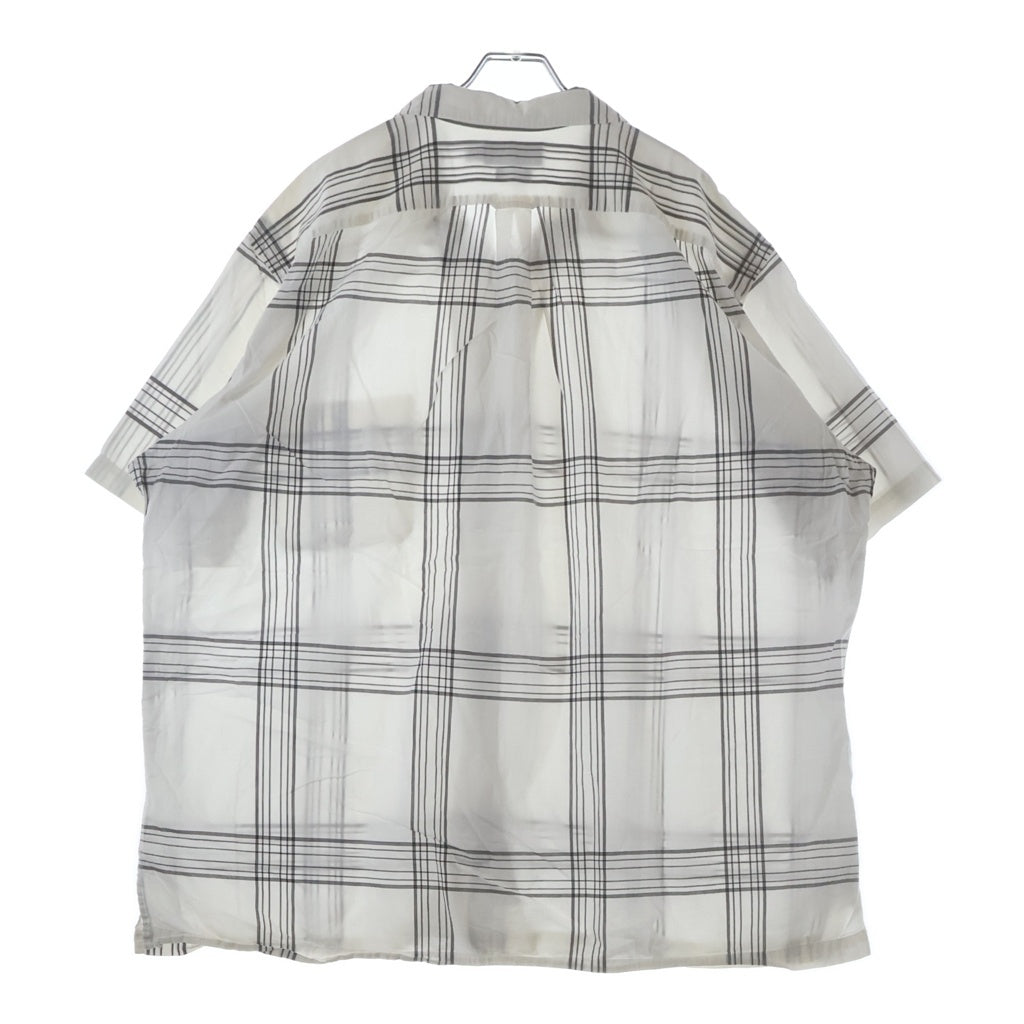 POLO RALPH LAUREN(ポロラルフローレン) 90S VINTAGE S/S OPEN COLLAR SHIRT ヴィンテージ チェック柄 半袖コットンオープンカラー 開襟シャツ ホワイト/グレー