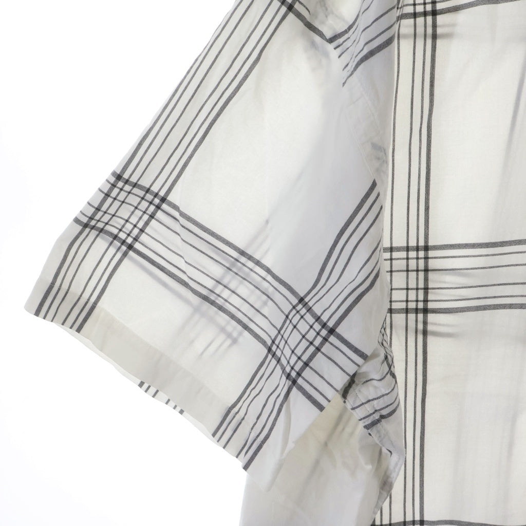 POLO RALPH LAUREN(ポロラルフローレン) 90S VINTAGE S/S OPEN COLLAR SHIRT ヴィンテージ チェック柄 半袖コットンオープンカラー 開襟シャツ ホワイト/グレー
