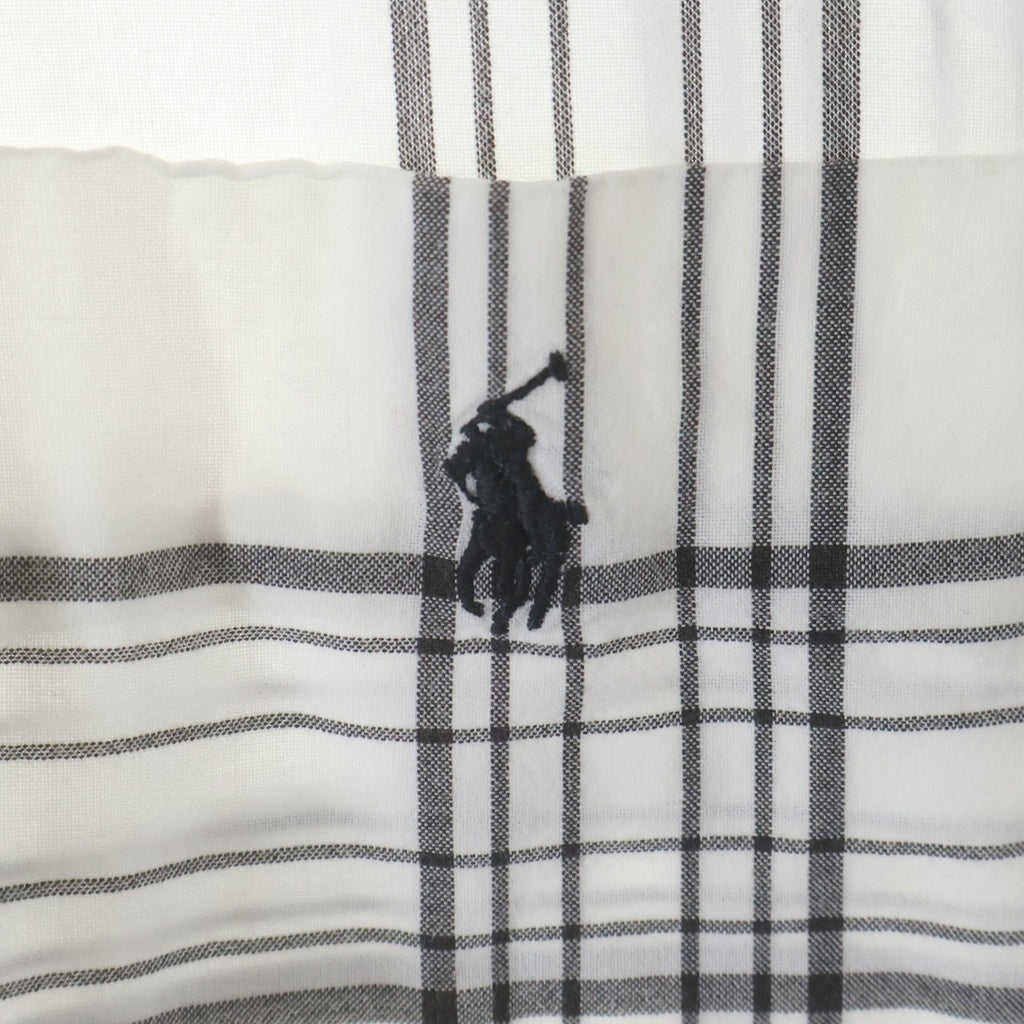 POLO RALPH LAUREN(ポロラルフローレン) 90S VINTAGE S/S OPEN COLLAR SHIRT ヴィンテージ チェック柄 半袖コットンオープンカラー 開襟シャツ ホワイト/グレー