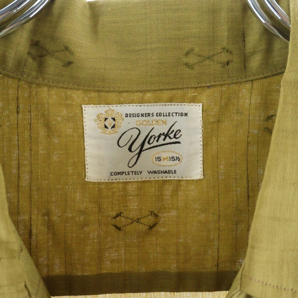 VINTAGE(ヴィンテージ) 60S VINTAGE GOLDEN YORKE L/S OPEN COLLAR SHIRT ヴィンテージ 総柄 長袖コットンオープンカラー 開襟シャツ カーキ