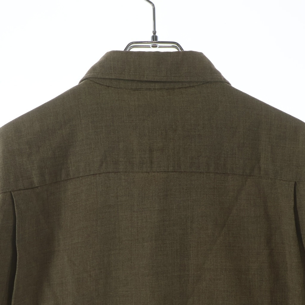 VINTAGE(ヴィンテージ) 50-60S VINTAGE NETHERFIELD L/S COTTON WOOL OPEN COLAR SHIRT ヴィンテージ インディアンコットン ウール混 長袖オープンカラー 開襟シャツ カーキ