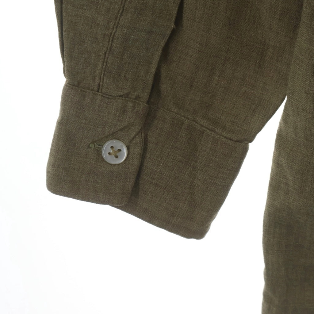 VINTAGE(ヴィンテージ) 50-60S VINTAGE NETHERFIELD L/S COTTON WOOL OPEN COLAR SHIRT ヴィンテージ インディアンコットン ウール混 長袖オープンカラー 開襟シャツ カーキ