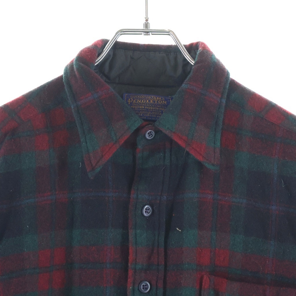 PENDLETON(ペンドルトン) 70S VINTAGE L/S CHECK WOOL BOARD SHIRT ヴィンテージ USA製 チェック柄 長袖ウール ボードシャツ レッド/グリーン