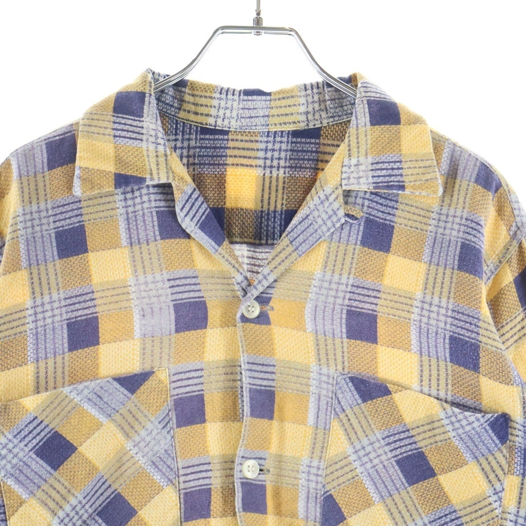 VINTAGE(ヴィンテージ) 60S VINTAGE L/S PRINT FLANNEL OPEN COLLAR SHIRT ヴィンテージ チェック柄 長袖プリネルオープンカラー 開襟シャツ イエロー/パープル