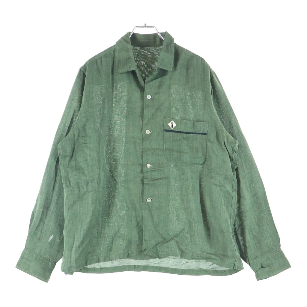VINTAGE(ヴィンテージ) 60S VINTAGE L/S OPEN COLLAR SHIRT ヴィンテージ ポケットデザイン リネン 長袖オープンカラー 開襟シャツ グリーン