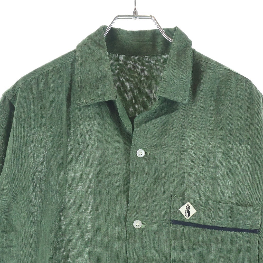 VINTAGE(ヴィンテージ) 60S VINTAGE L/S OPEN COLLAR SHIRT ヴィンテージ ポケットデザイン リネン 長袖オープンカラー 開襟シャツ グリーン