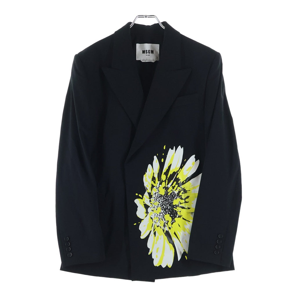 MSGM(エムエスジーエム) 24SS フローラルプリント ダブルブレストジャケット ブラック 3641MDG26X