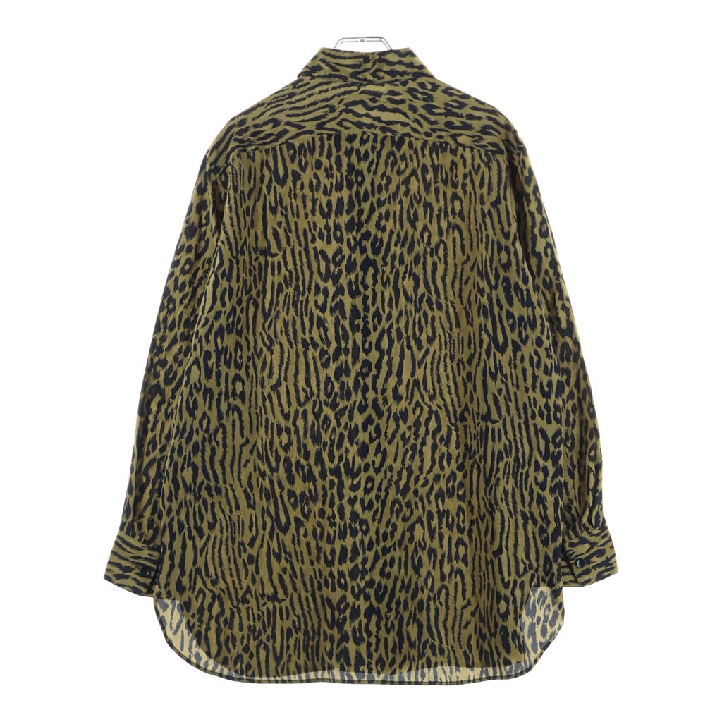 SAINT LAURENT PARIS(サンローランパリ) 21AW レオパード柄 シルクボタンダウンシャツ 長袖シャツ イエロー/ブラック 653860 Y1D94