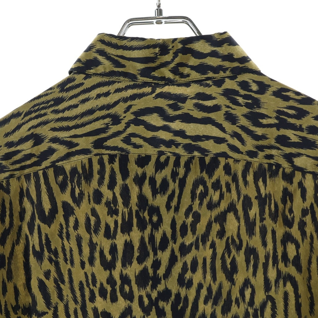 SAINT LAURENT PARIS(サンローランパリ) 21AW レオパード柄 シルクボタンダウンシャツ 長袖シャツ イエロー/ブラック 653860 Y1D94