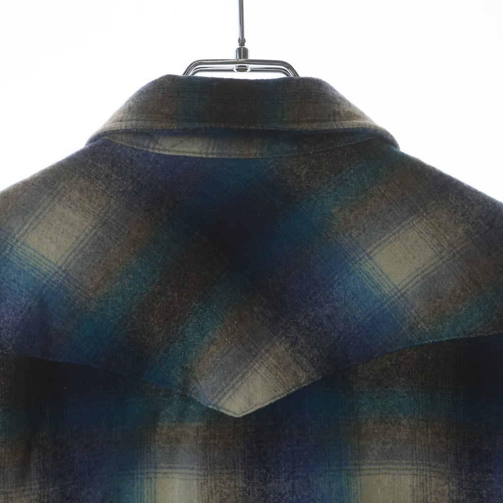 PENDLETON(ペンドルトン) 70S VINTAGE HIGH GRADE WESTERN WEAR L/S OMBRE CHECK WESTERN SHIRT ヴィンテージ USA製 オンブレチェック柄 長袖ウールウェスタンシャツ ブルー/グレー