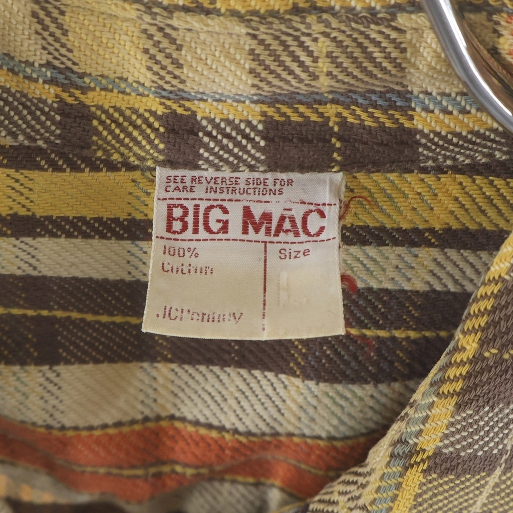 VINTAGE(ヴィンテージ) 70S VINTAGE BIG MAC JC PENNY L/S FLANNEL WESTERN SHIRT ヴィンテージ ビックマック JCペニー チェック柄 長袖フランネル ウェスタンシャツ ブラウン