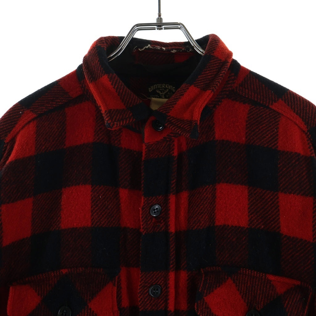 VINTAGE(ヴィンテージ) 50S VINTAGE WINTER KING L/S CHECK WOOL SHIRT ヴィンテージ ウィンターキング マチ付き チェック柄 長袖ウールシャツ レッド/ブラック