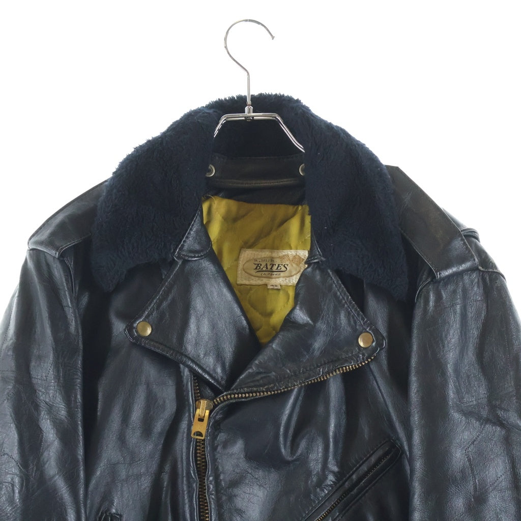 VINTAGE(ヴィンテージ) 60S VINTAGE BATES DOUBLE RIDERS JACKET ヴィンテージ ベイツ 襟ボア TALONジップ 裏地ロゴ総柄 レザー ダブルライダースジャケット ブラック