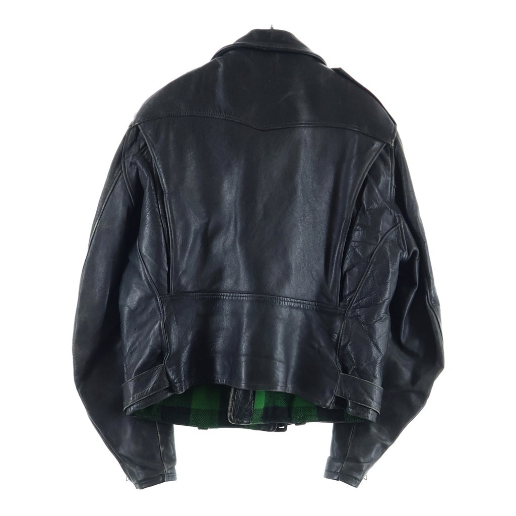 VINTAGE(ヴィンテージ) 40-50S HERCULES HORSE HIDE RIDERS JACKET ヴィンテージ ヘラクレス 裏地ウールチェック Dポケット ホースハイド ダブルライダースジャケット ブラック