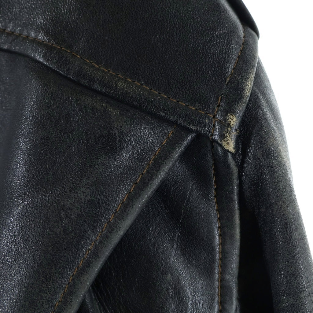 VINTAGE(ヴィンテージ) 40-50S HERCULES HORSE HIDE RIDERS JACKET ヴィンテージ ヘラクレス 裏地ウールチェック Dポケット ホースハイド ダブルライダースジャケット ブラック