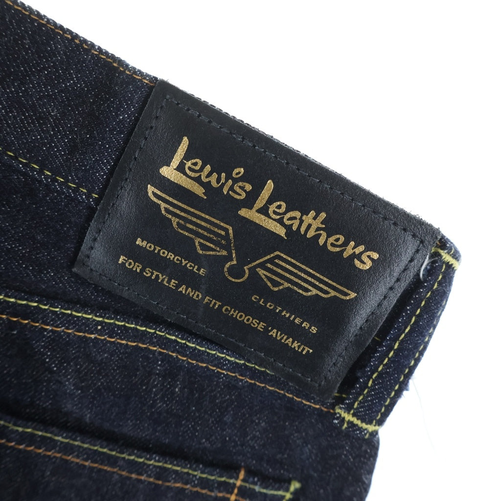 Lewis Leathers(ルイスレザー) ボタンフライ レザーパッチ コットン リジットデニムパンツ インディゴ