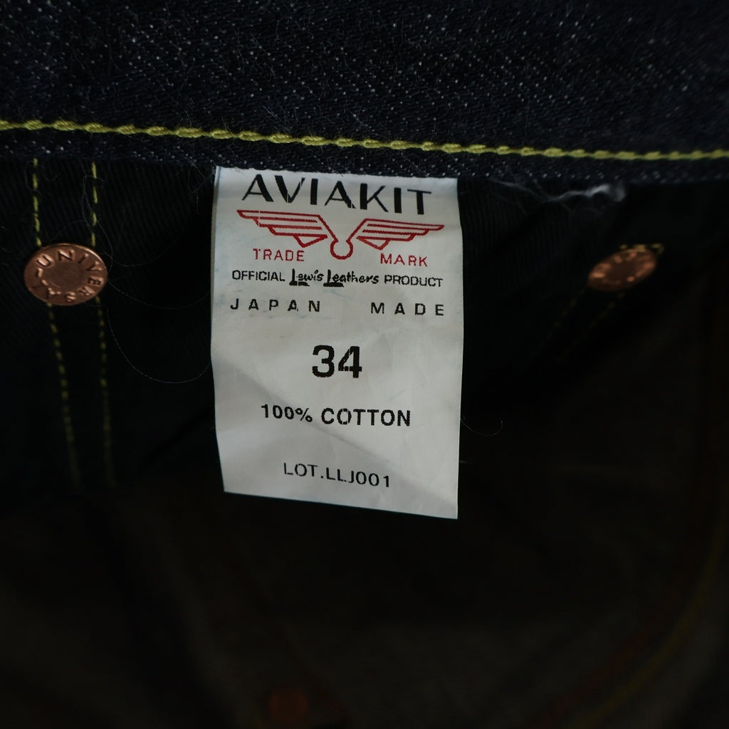 Lewis Leathers(ルイスレザー) ボタンフライ レザーパッチ コットン リジットデニムパンツ インディゴ