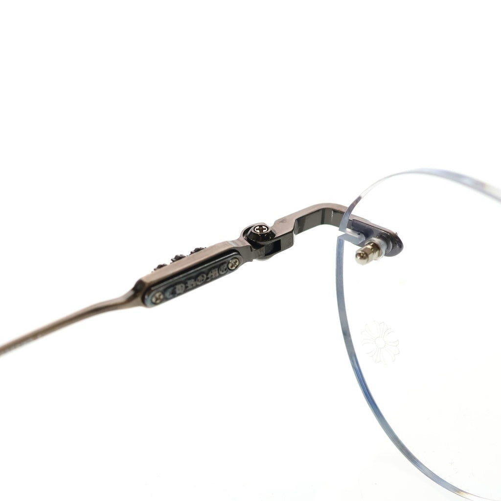 CHROME HEARTS(クロムハーツ) フローラルテンプル ラウンドフレーム リムレスメガネ サングラス クリア/シルバー