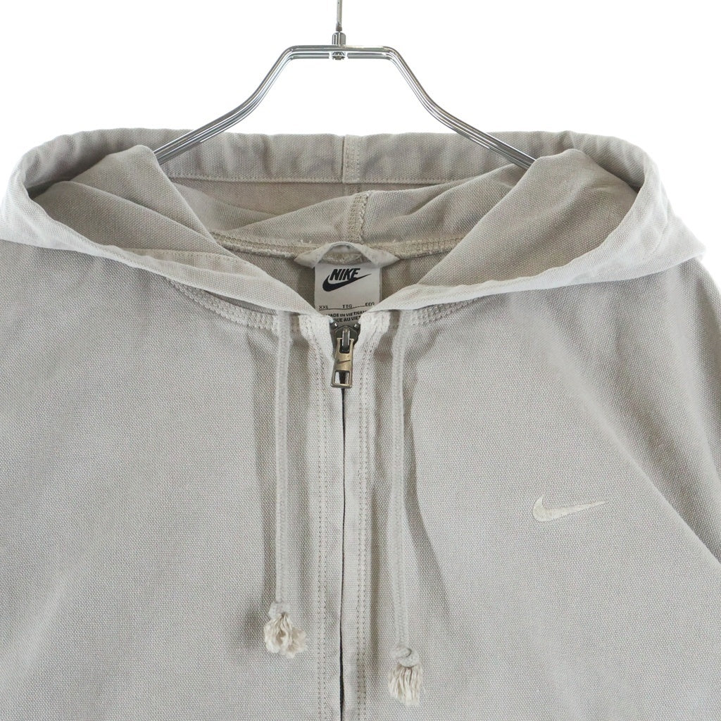 NIKE(ナイキ) LIFE UL DYE FULLZIP JACKET コットンキャンバス地 ジップアップフーデッドジャケット グレー FZ6576-014