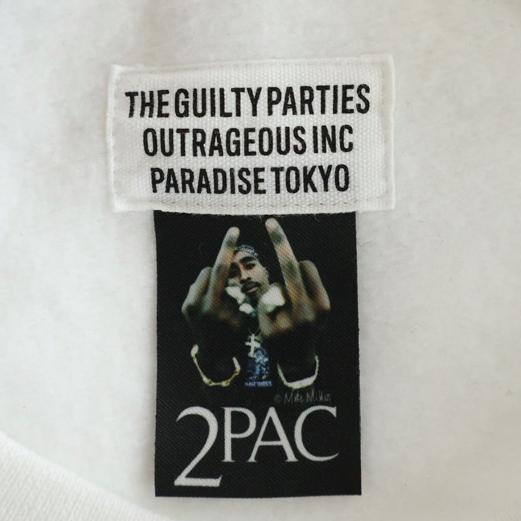 WACKO MARIA(ワコマリア) 23AW 2PAC CREW NECK SWEAT SHIRT 2パック クルーネックスウェットシャツ トレーナー ホワイト TUPAC-WM-SS04