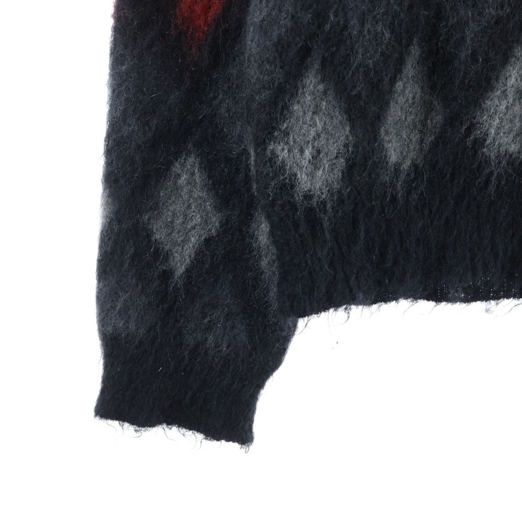 WACKO MARIA ワコマリア 14AW モヘア ダイアモンドチェック クルーネックニット セーター ブラック/レッド 14AW-KNT-03 WACKO MARIA(ワコマリア) 14AW モヘア ダイアモンドチェック クルー