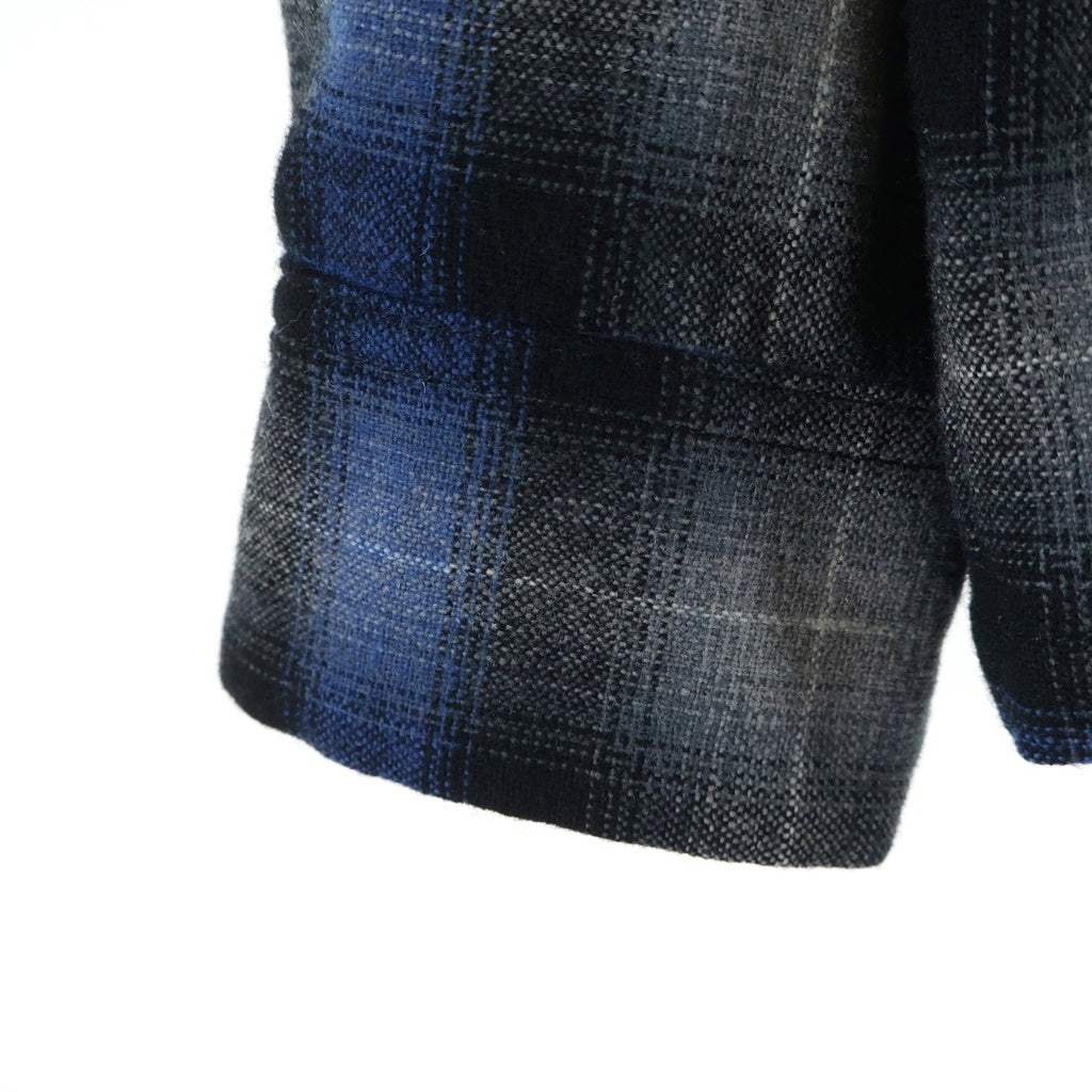 TENDERLOIN(テンダーロイン) 08AW T-WOOL SHT ウール オンブレチェック 長袖オープンカラーシャツ ブルー