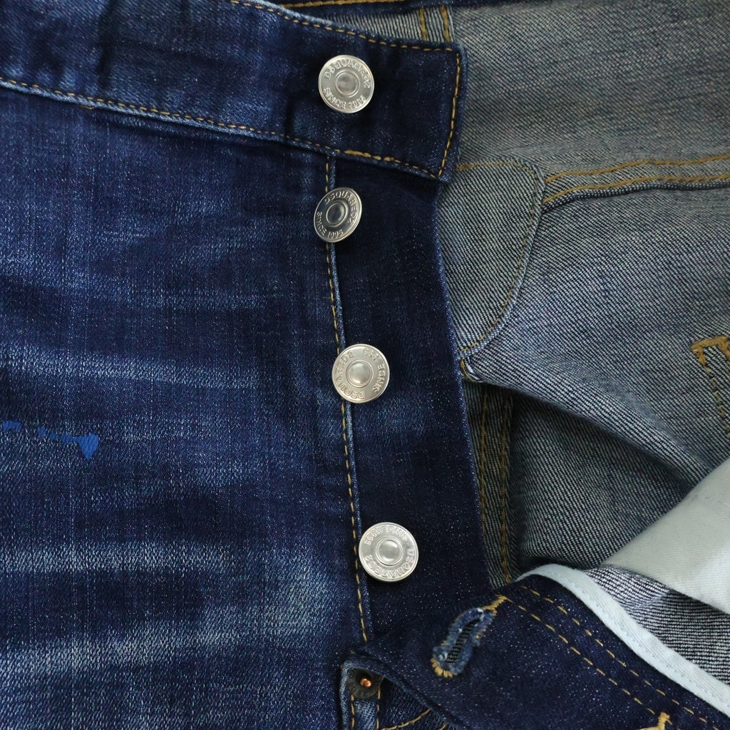 DSQUARED2(ディースクエアード) Tidy Biker Jean ティディ バイカー ペンキ ダメージ加工 スリムフィットデニムパンツ インディゴ S74LB1495