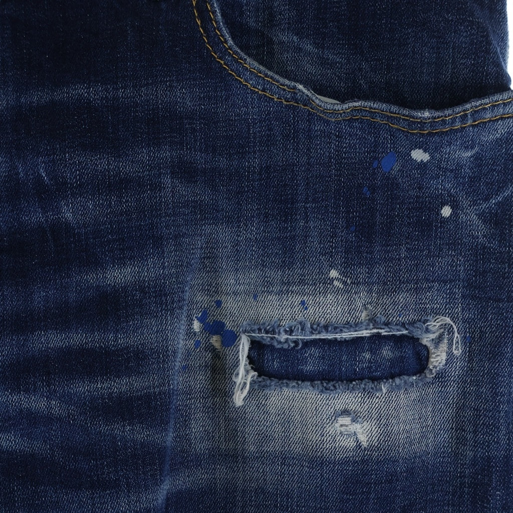DSQUARED2(ディースクエアード) Tidy Biker Jean ティディ バイカー ペンキ ダメージ加工 スリムフィットデニムパンツ インディゴ S74LB1495
