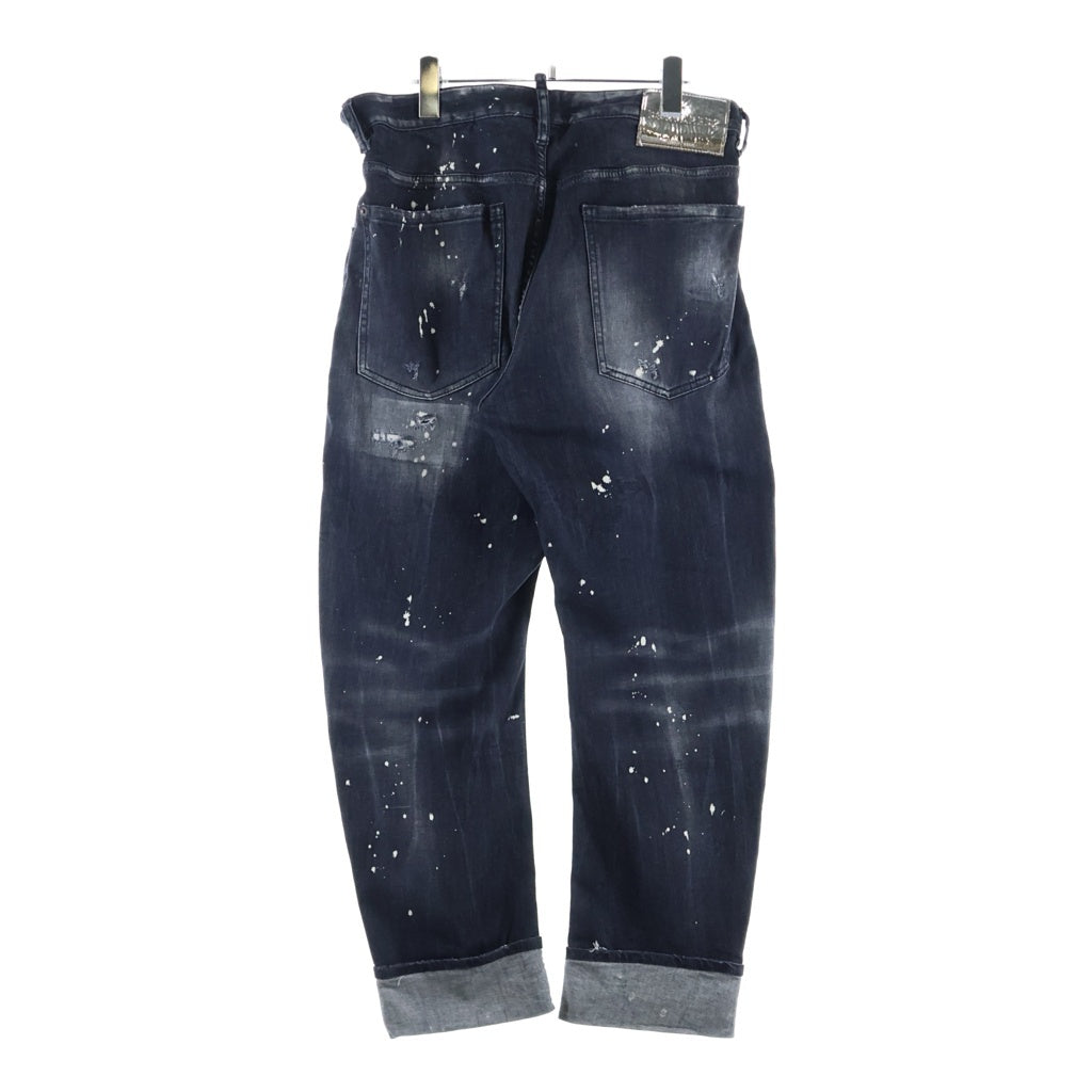 DSQUARED2(ディースクエアード) Big Brother Jean ビッグブラザー ペンキ ダメージ加工 テーパードデニムパンツ ブラック S71LB1372