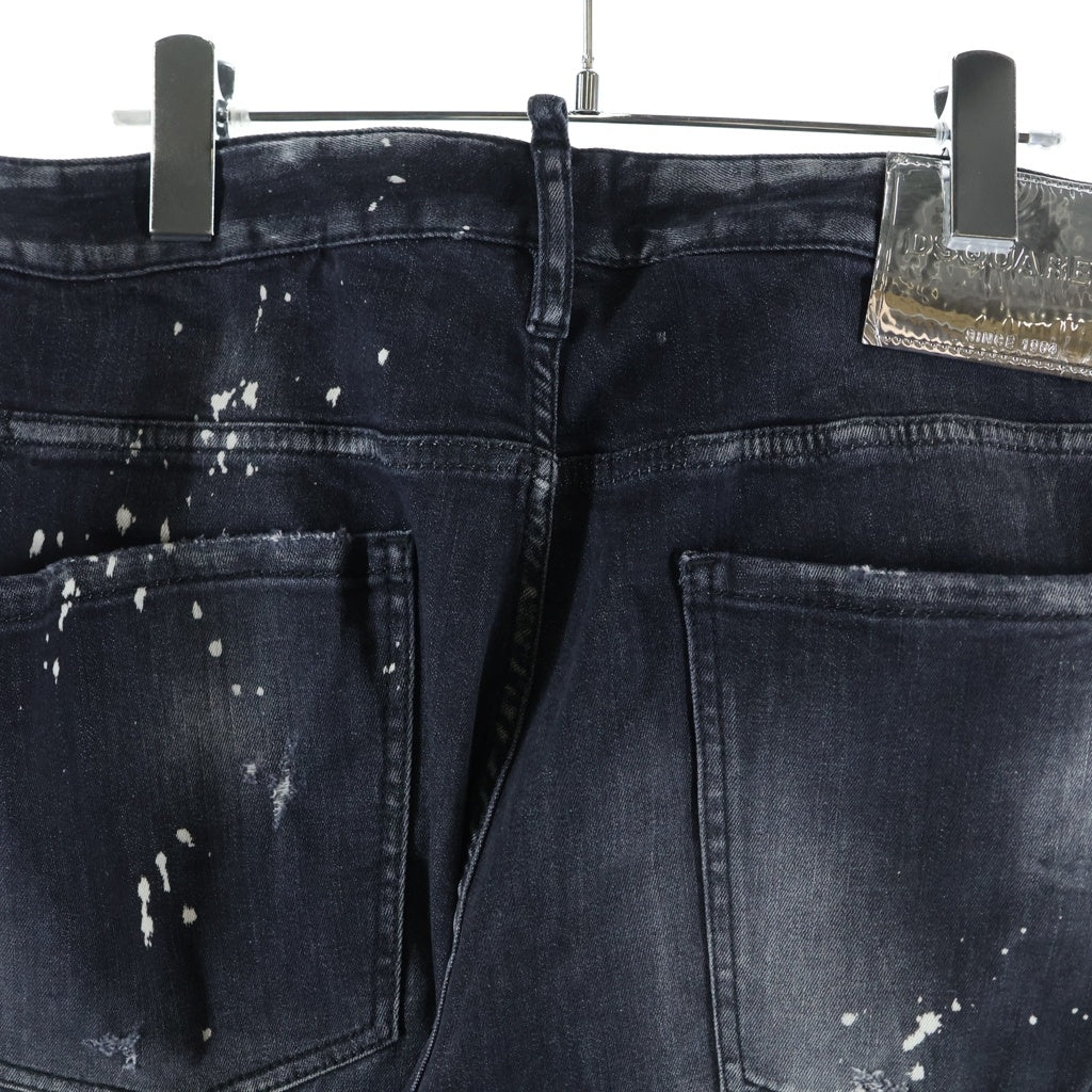 DSQUARED2(ディースクエアード) Big Brother Jean ビッグブラザー ペンキ ダメージ加工 テーパードデニムパンツ ブラック S71LB1372