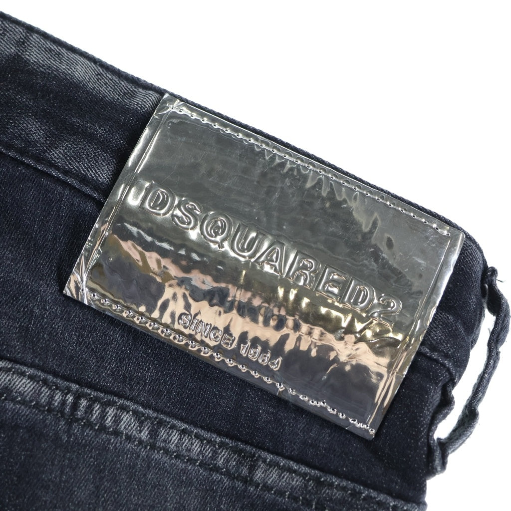 DSQUARED2(ディースクエアード) Big Brother Jean ビッグブラザー ペンキ ダメージ加工 テーパードデニムパンツ ブラック S71LB1372