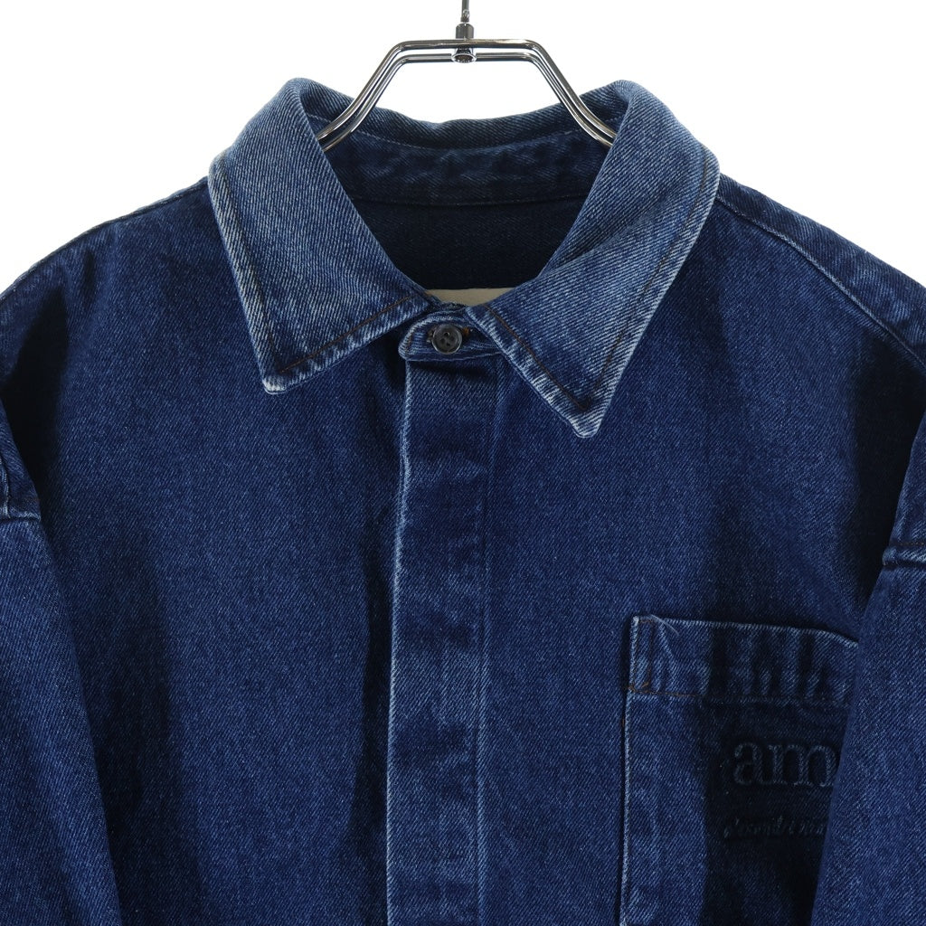 AMI Alexandre Mattiussi(アミアレクサンドルマテュッシ) WORN BLUE DENIM SHIRT ウォーン ブルー 長袖デニムシャツ レディース インディゴ FSH134.DE0025
