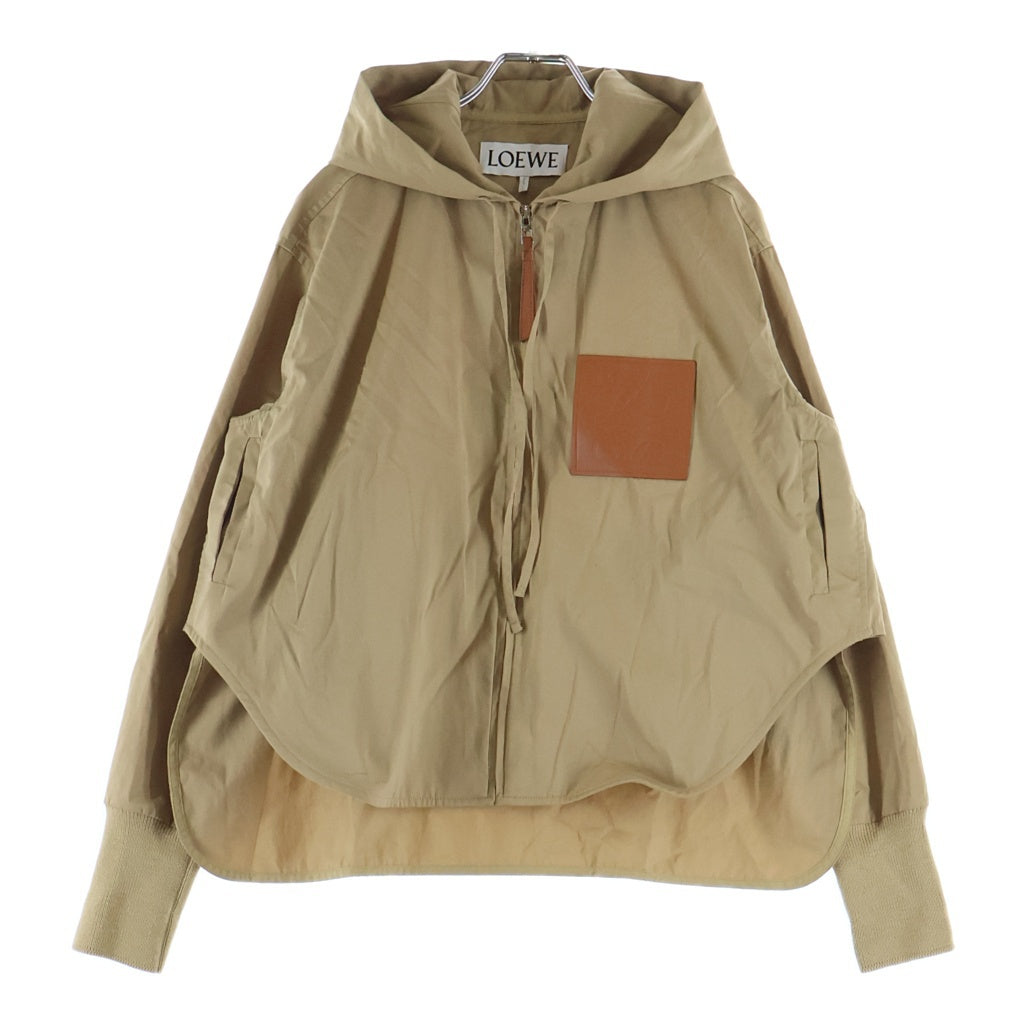 LOEWE(ロエベ) アナグラム レザーロゴパッチ シルク混 フーデッドジャケット レディース ベージュ S359Y02XA7