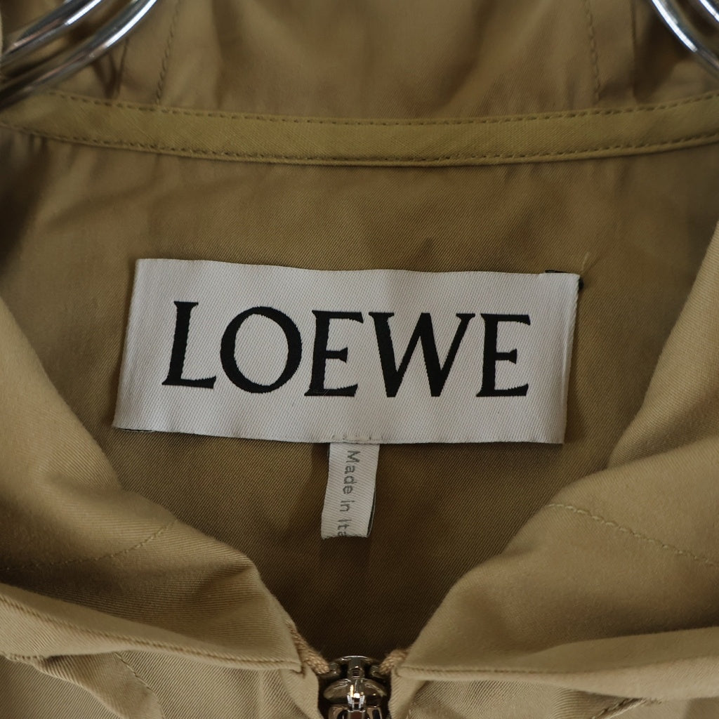 LOEWE(ロエベ) アナグラム レザーロゴパッチ シルク混 フーデッドジャケット レディース ベージュ S359Y02XA7