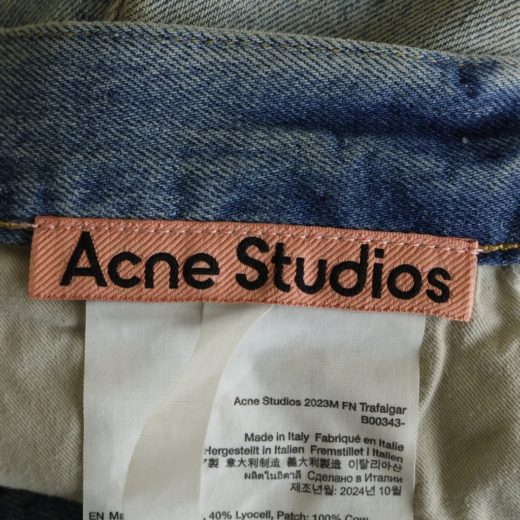 Acne Studios(アクネ ストゥディオズ) 2023M FN Trafalgar スーパーバギーフィットジーンズ ユーズド加工 ボタンフライデニムパンツ インディゴ B00343
