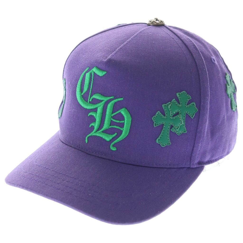 CHROME HEARTS(クロムハーツ) CH HAT CH刺繍 クロスパッチ 5パネル ベースボールキャップ 帽子 パープル/グリーン