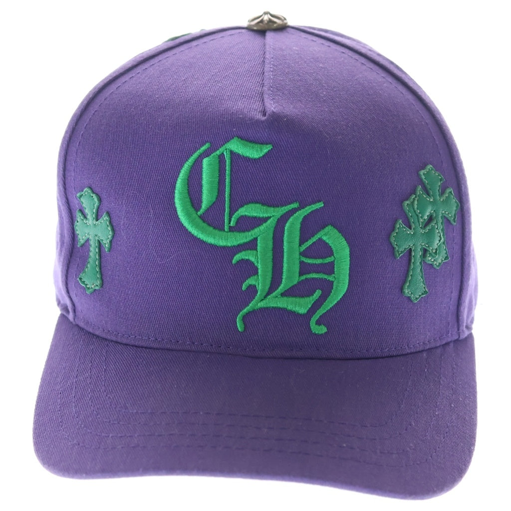CHROME HEARTS(クロムハーツ) CH HAT CH刺繍 クロスパッチ 5パネル ベースボールキャップ 帽子 パープル/グリーン