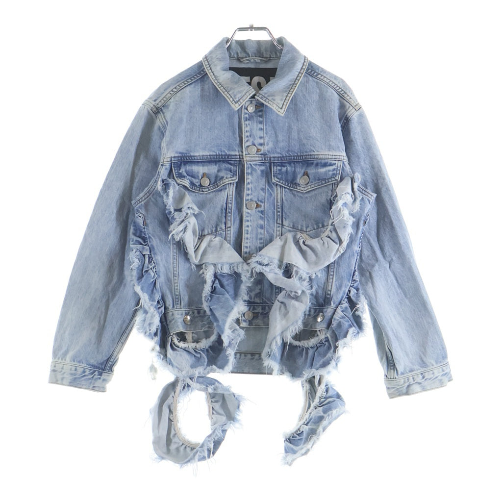 DIESEL(ディーゼル) フリルデザイン カットオフ加工 デニムトラッカージャケット レディース インディゴ 00SXFG