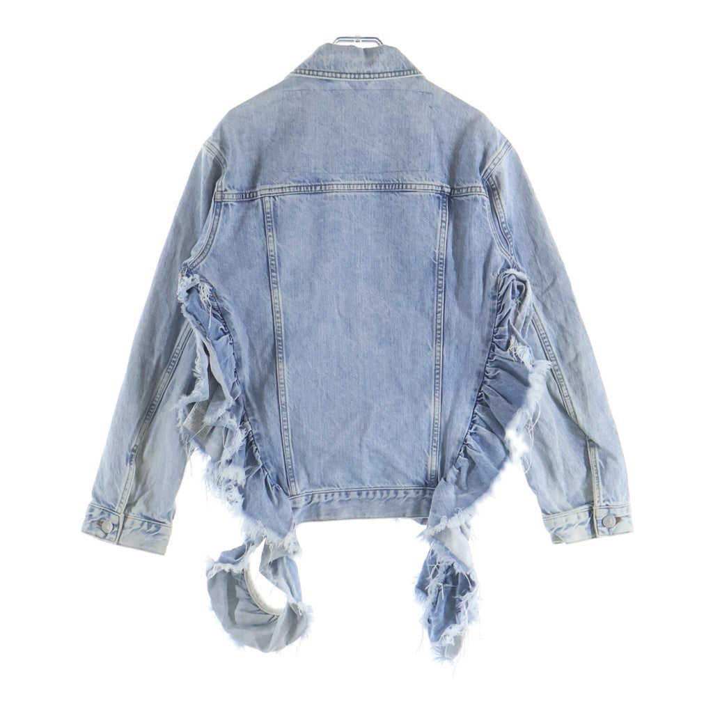 DIESEL(ディーゼル) フリルデザイン カットオフ加工 デニムトラッカージャケット レディース インディゴ 00SXFG