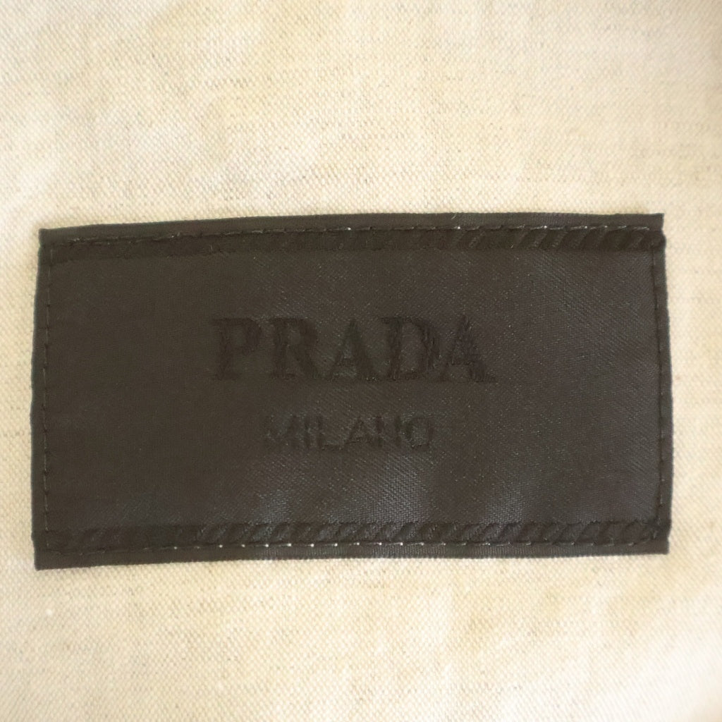 PRADA(プラダ) 23SS トライアングルロゴプレート ジップアップ リネン ニュートラル シャンブレーブルゾンジャケット ベージュ GEB255