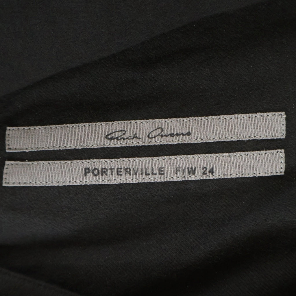 Rick Owens(リックオウエンス) 24AW LARRY FOGPOCKET SHIRT ラリー フォグポケット 長袖シャツ チャコールグレー RU02D6287-FL
