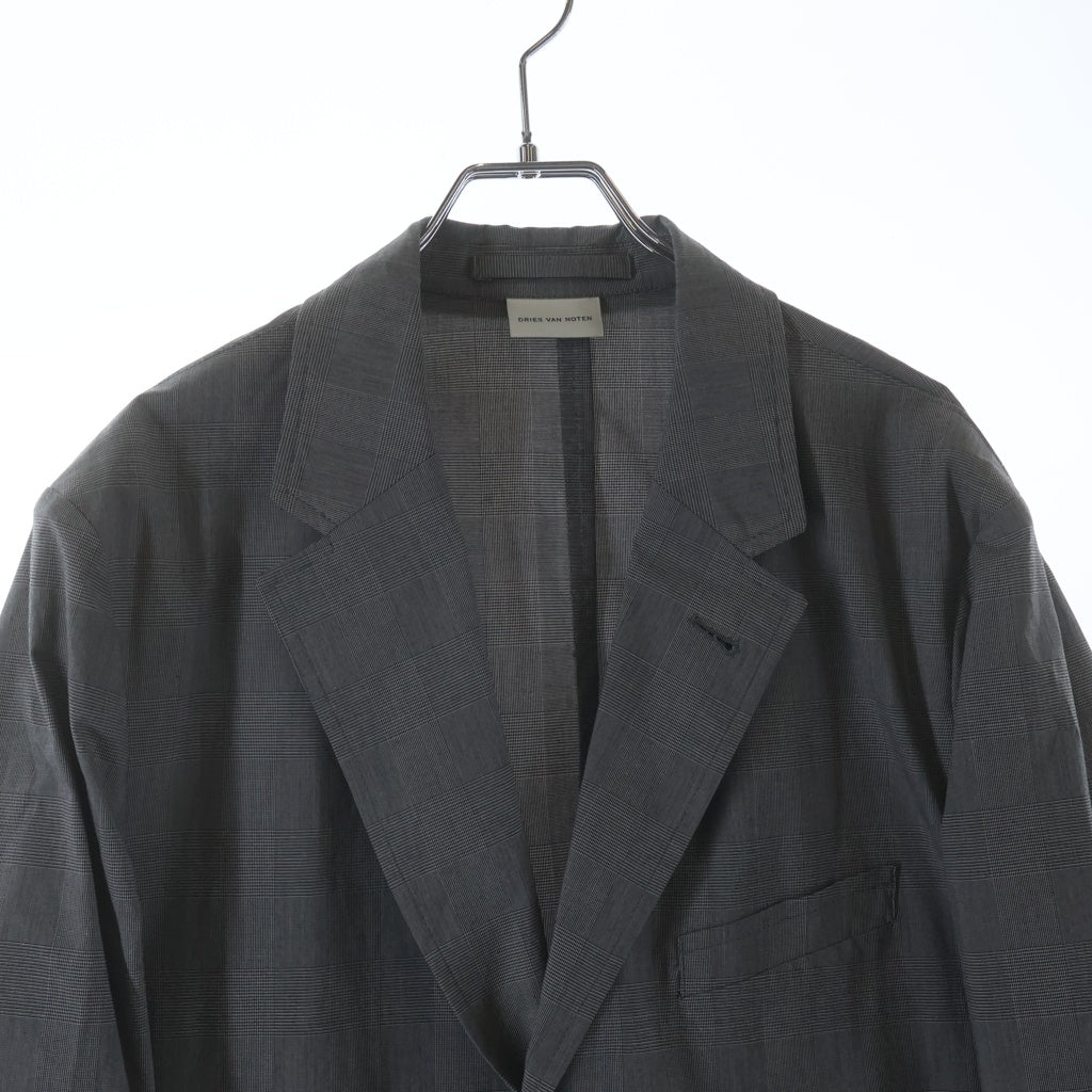 DRIES VAN NOTEN(ドリスヴァンノッテン) BILBO 1465 M.W.JACKET ビルボ グレンチェック コットン 3B アンコンジャケット グレー 855.020414-1465-802