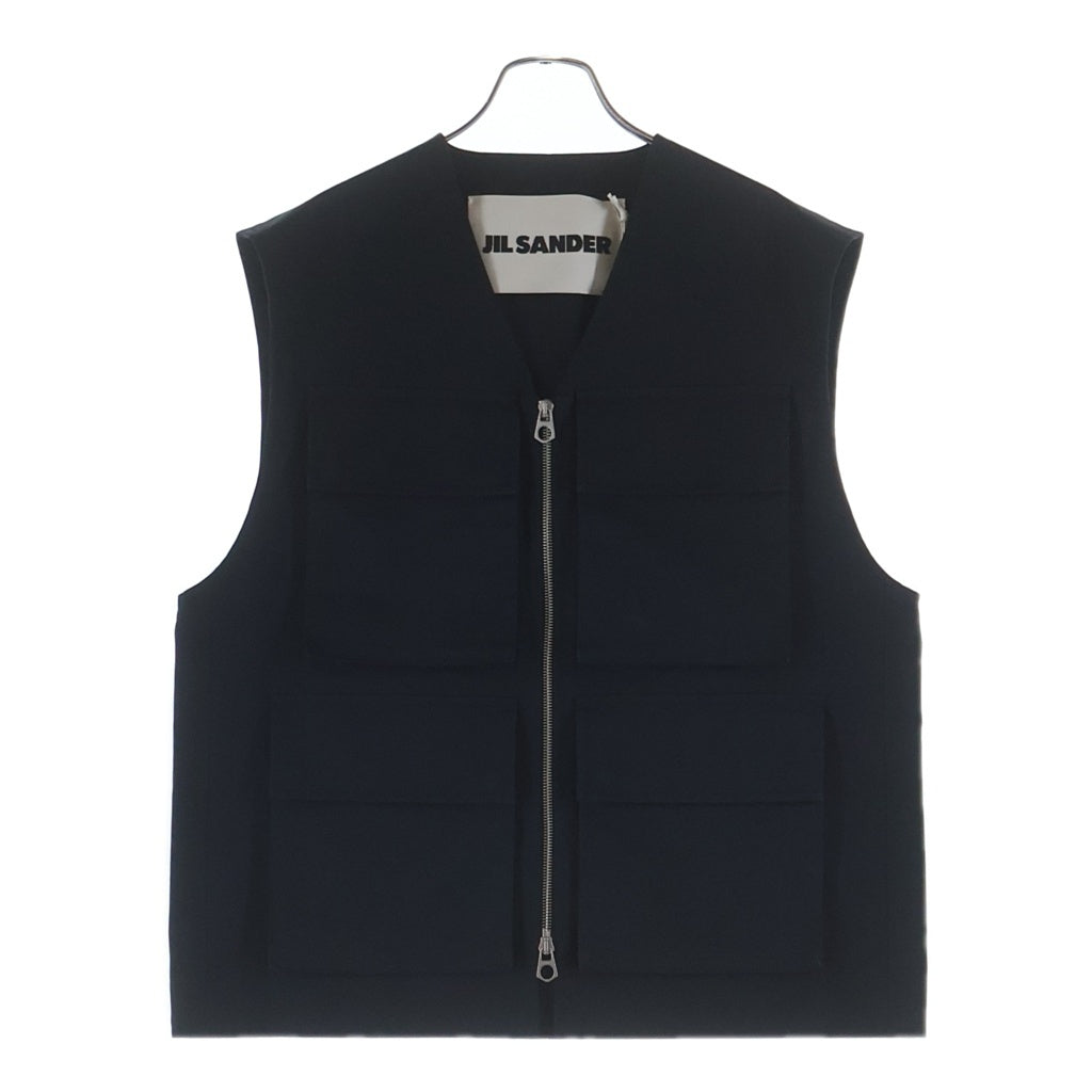 JIL SANDER(ジルサンダー) 25SS CARGO VEST フロントマルチポケット ダブルジップ カーゴベスト ブラック J22SW0001 J45266